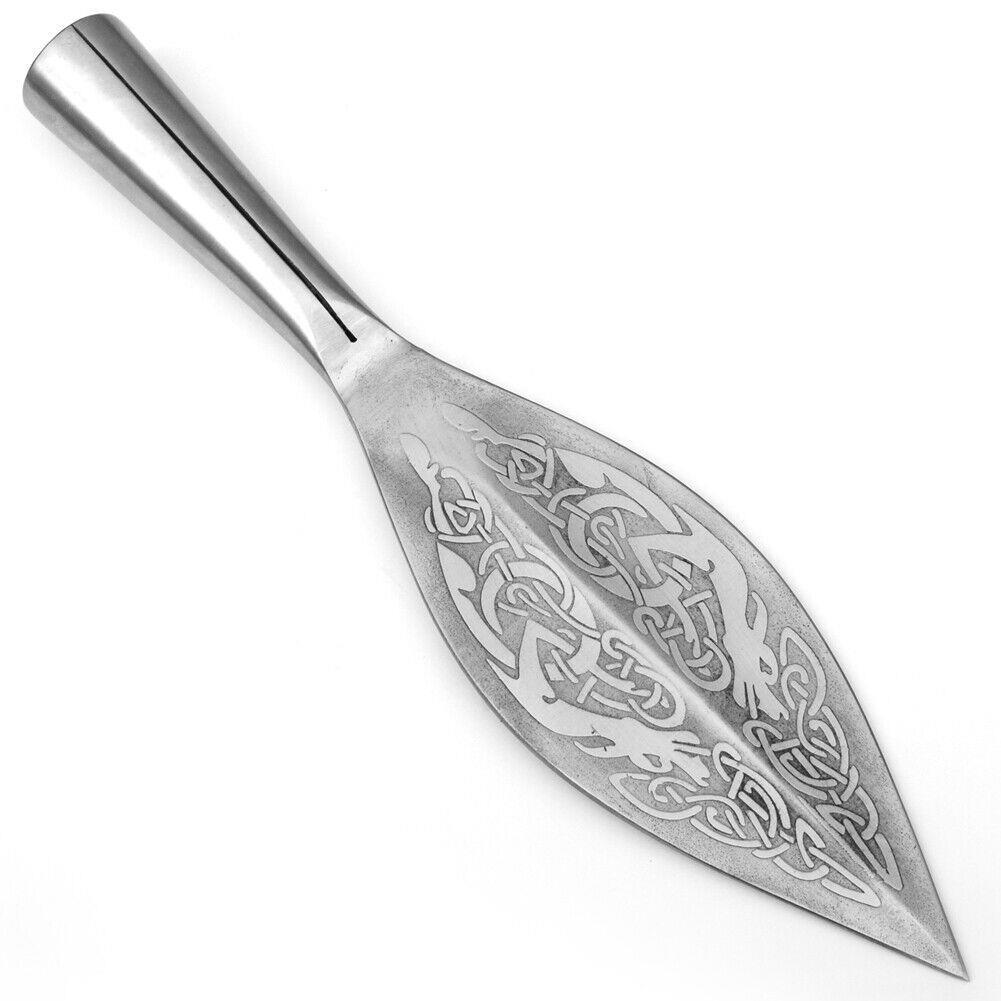 Norse Viking Leaf Long Spear Head High Carbon Steel with Sheath