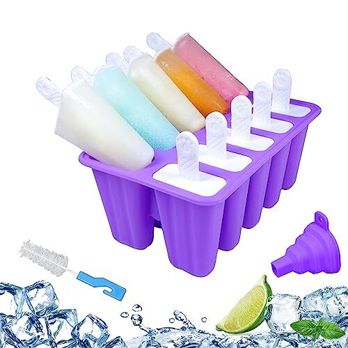 10-Cavity Silicone Popsicle Molds DIY Ice Pop Maker Ice Crea Molds