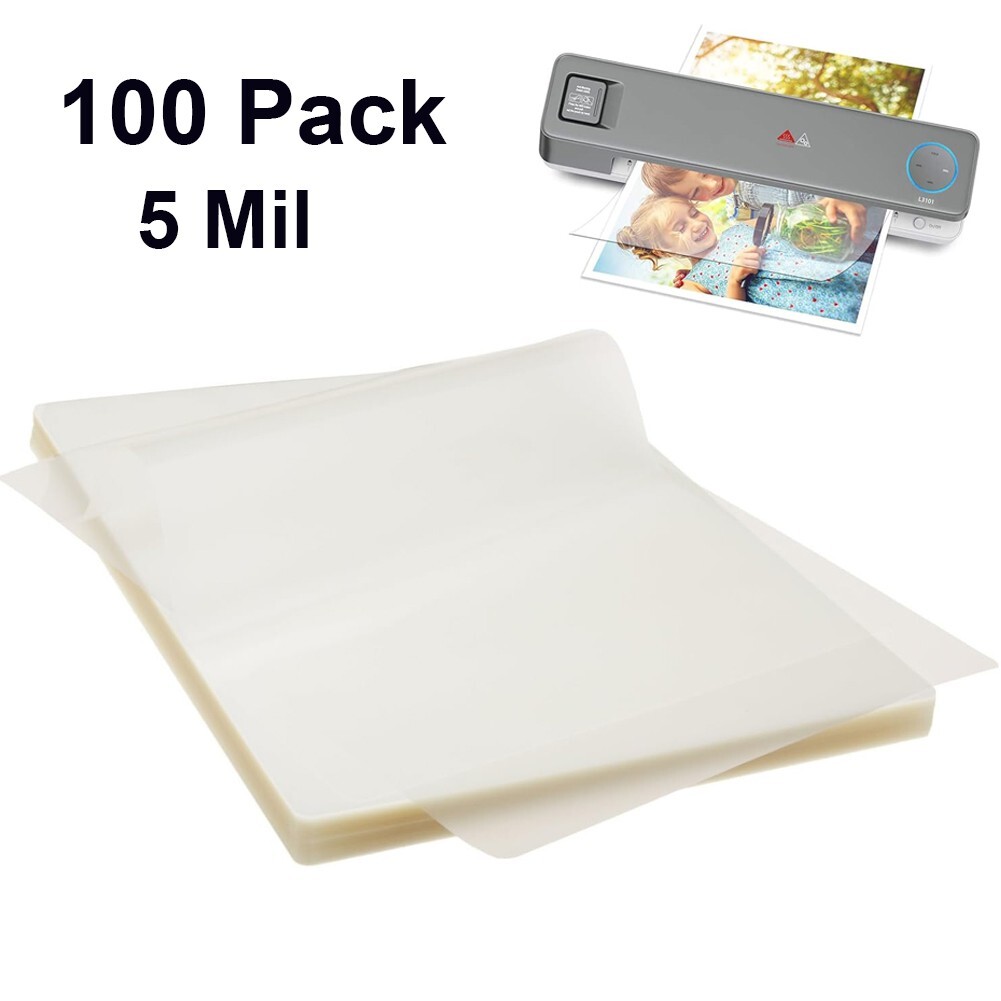 100 Laminating Sheets 9" x 11.5" Letter Size 5Mil Clear Plastic Paper Laminator