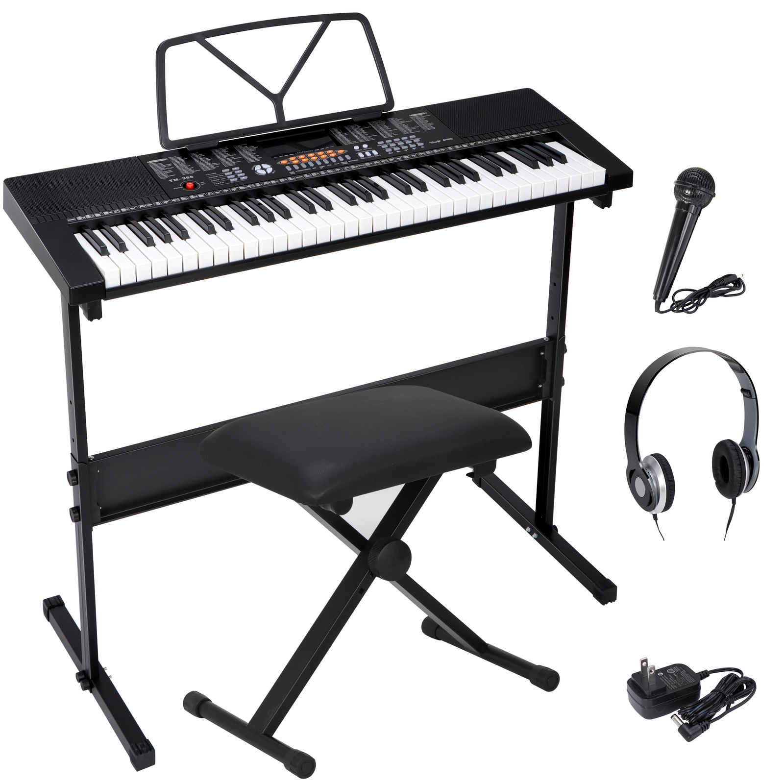 61-Key Electric Keyboard Piano with Stand, Headphones, Microphone