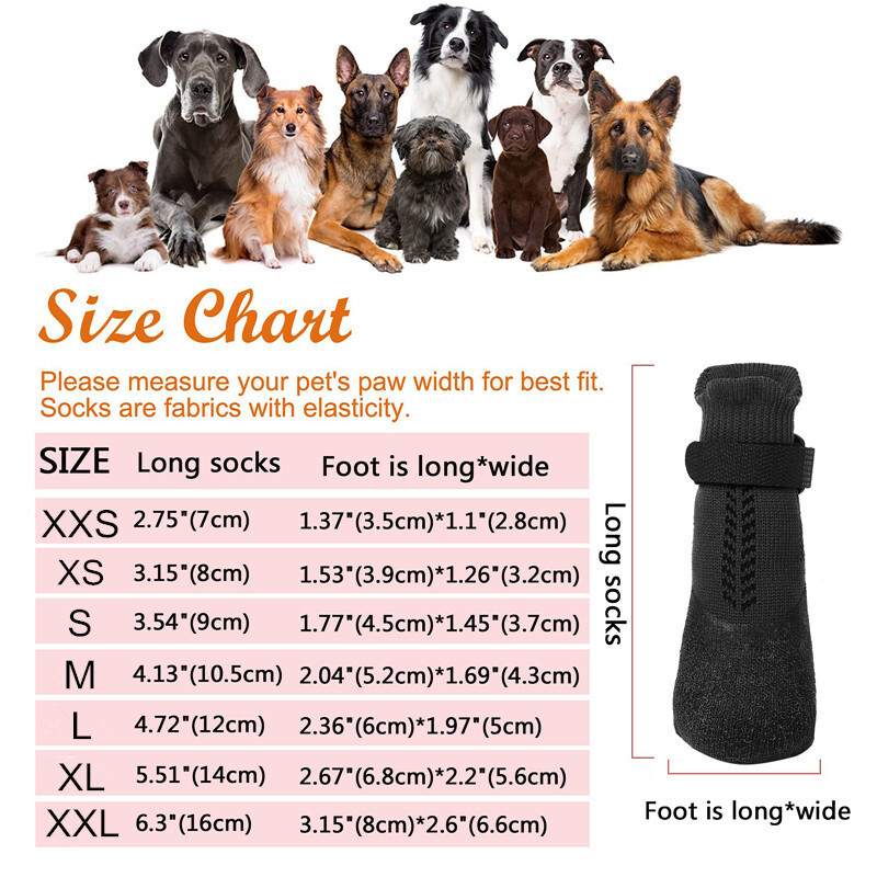 4pcs Anti Slip Dog Socks Outdoor Dog Boots Waterproof Dog Shoes Paw Protector