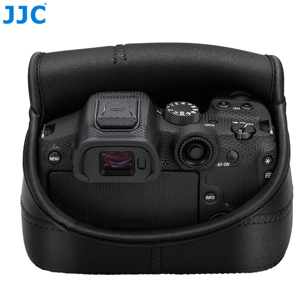JJC Black Neoprene Pouch Camera Case Canon EOS R7 R10 +RF-S 18-45mm Lens