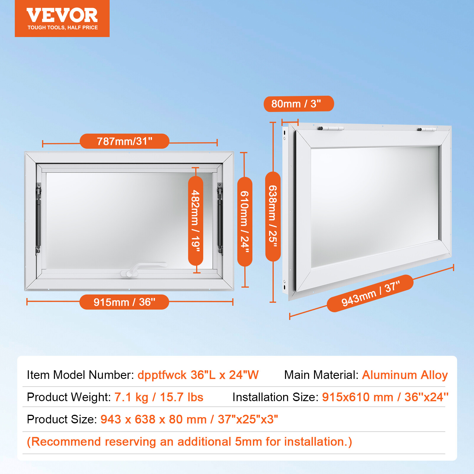 36"L x 24"W Concession Stand Serving Window Food Truck Service Awning
