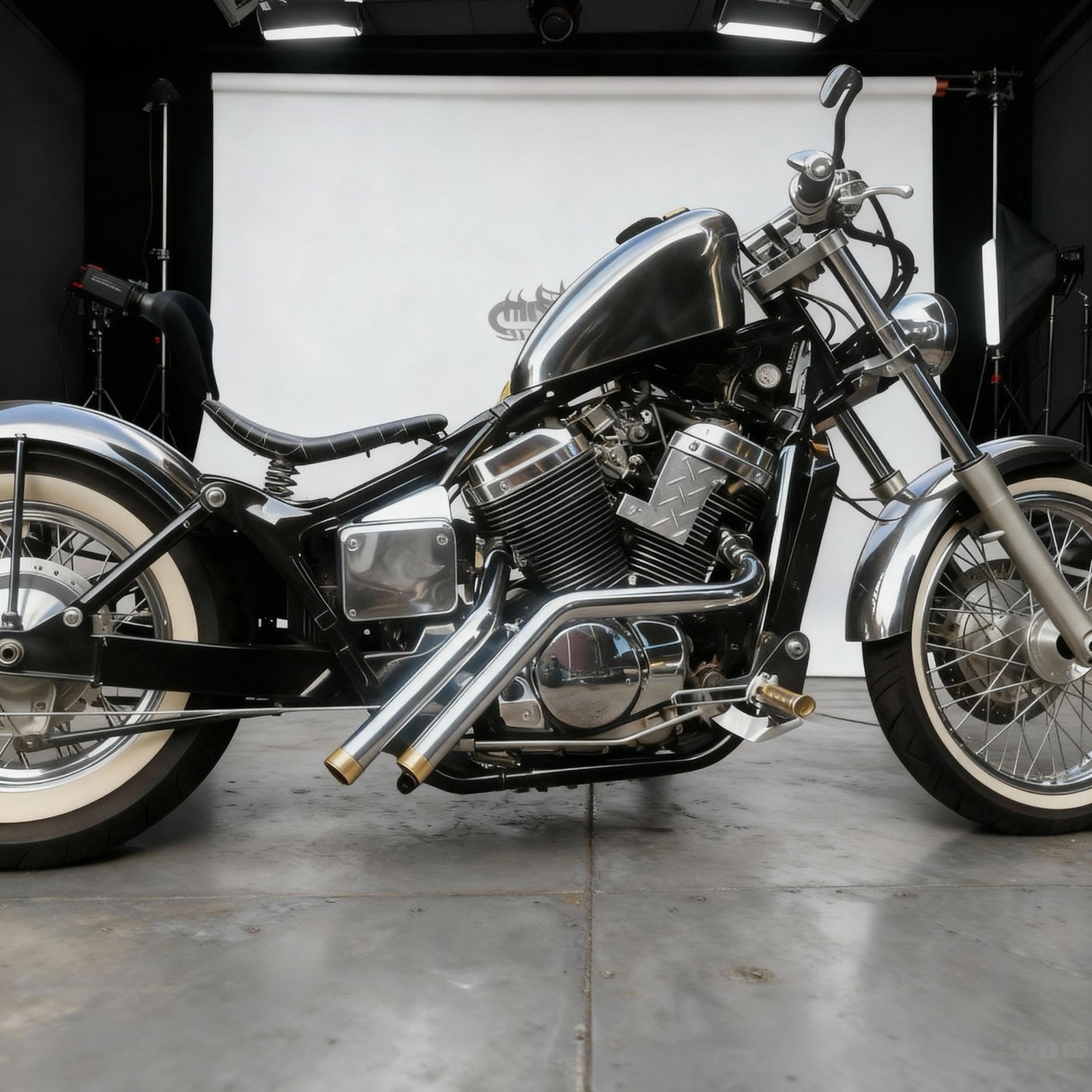 Rumble Tone Chrome Drag Exhaust for Honda Shadow VT750 Spirit-ACE-RS & VT750DC