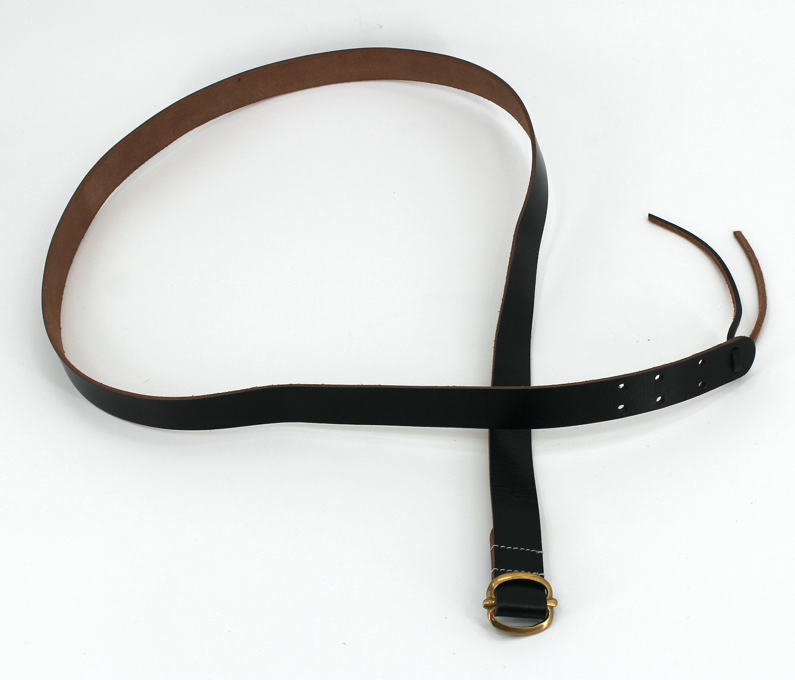 Black Leather Musket Sling with Brass Buckle
