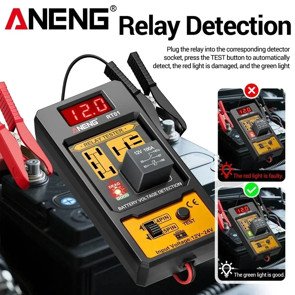 ANENG Universal Car Relay Tester Voltage Tester RT01 11-25V ar Battery