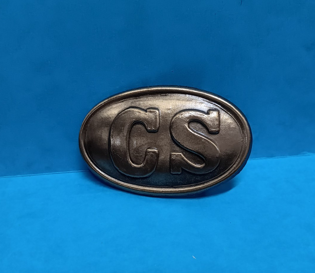 Vintage Civil War CS Brass Belt Buckle ~ Excellent Condition ~ 2" Belt