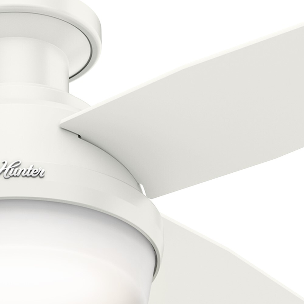 Hunter Fan 44 in Low Profile Fresh White Indoor Ceiling Fan w Light Kit 4 Blade