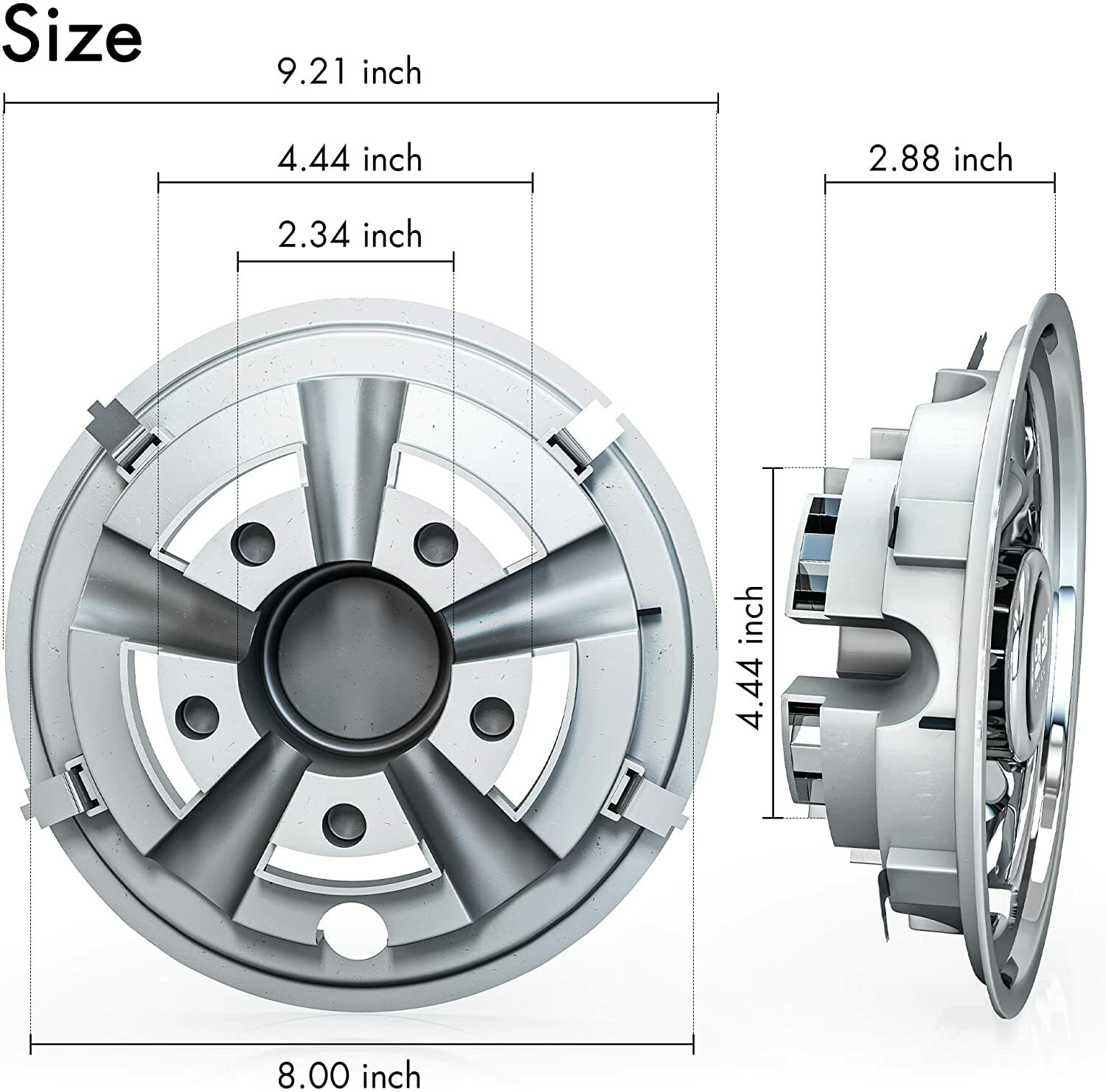 8 Inch Golf Cart Wheel Covers Hub Caps for EZGO Club Car Yamaha,Set of 4-Chrome