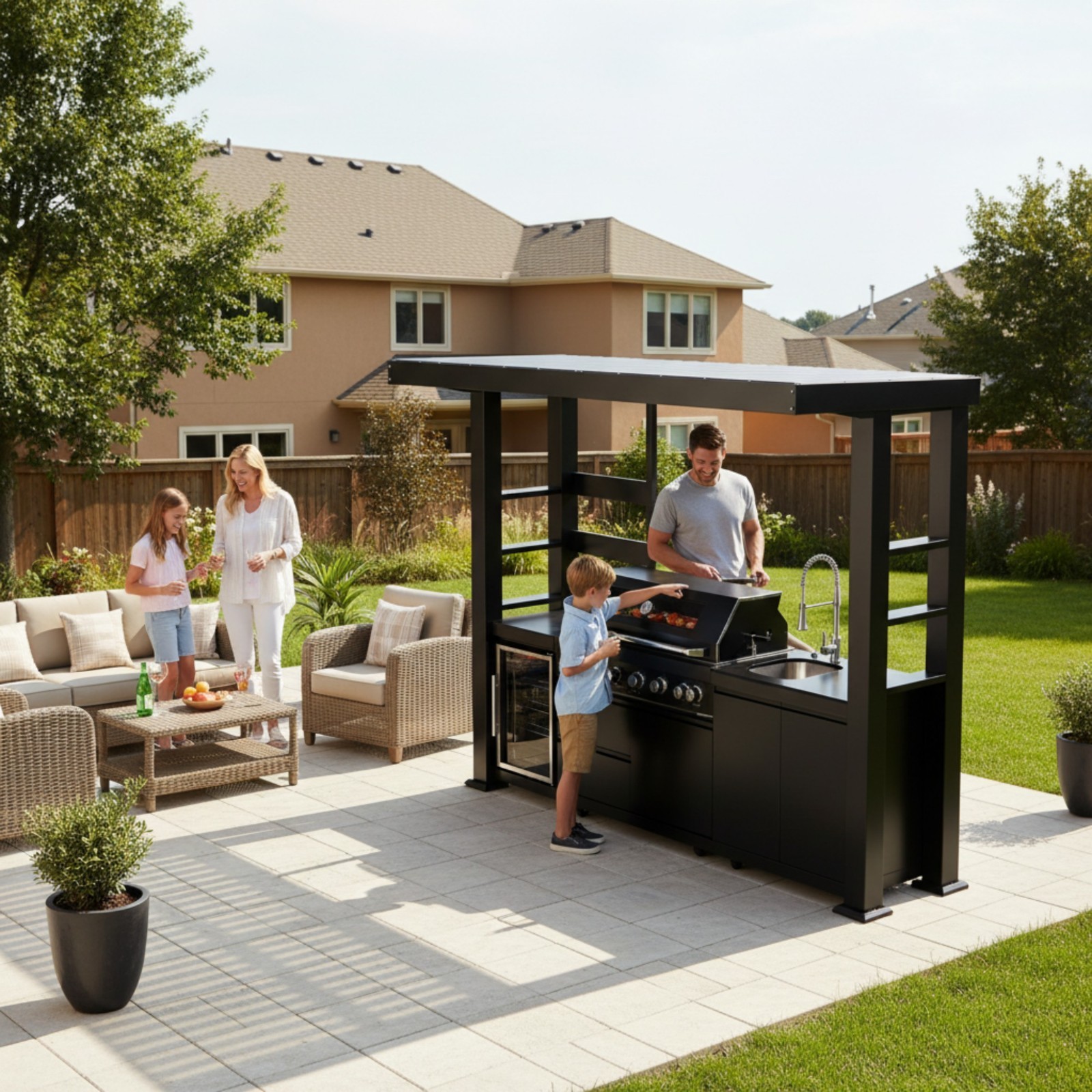 108" 6-Burner 85K BTU Stainless Steel Gas Outdoor Barbecue Island Kitchen Island