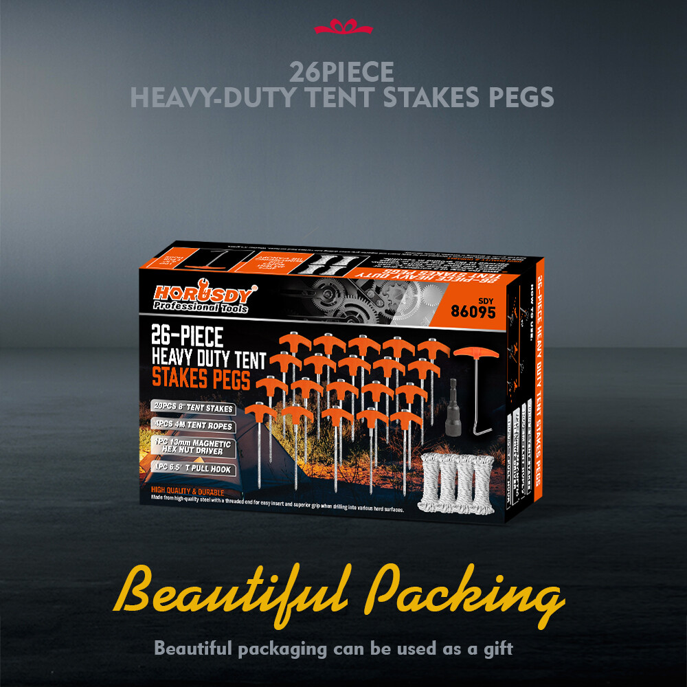 26pc TWISTED Tent Stakes Camping Outdoor Pegs Steel Heavy Duty Metal Nail