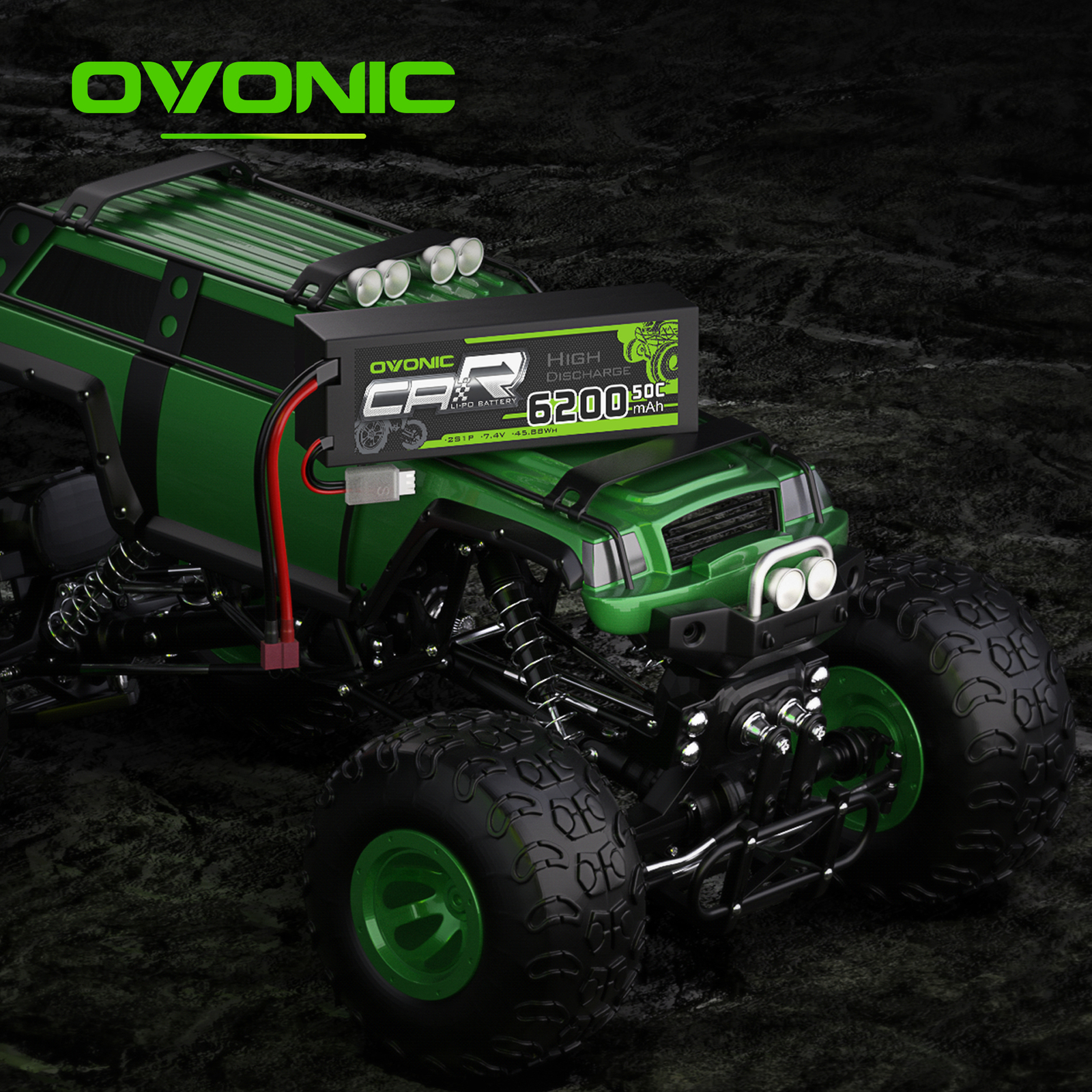 4X OVONIC 50C 6200mAh 2S 7.4V Lipo Battery Deans for Traxxas Slash RC Car