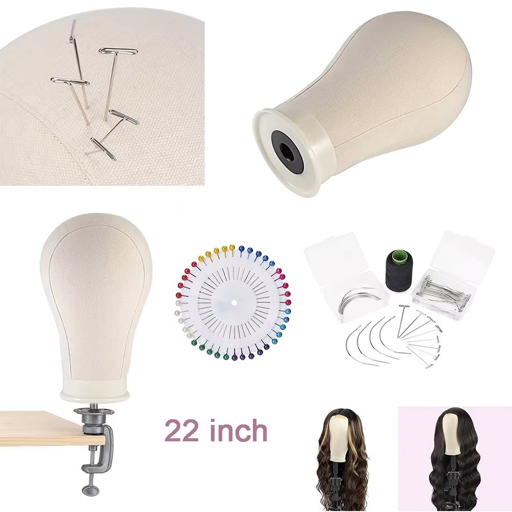 Neverland Cork Canvas Block Wig Head Mannequin for Wigs 22" Wig Head Stand