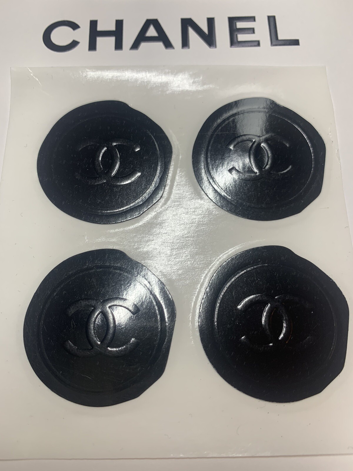 Lot of 8 Chanel Authentic Wax Stickers Seals Gift Wrap CC LOGO Boutique BLACK