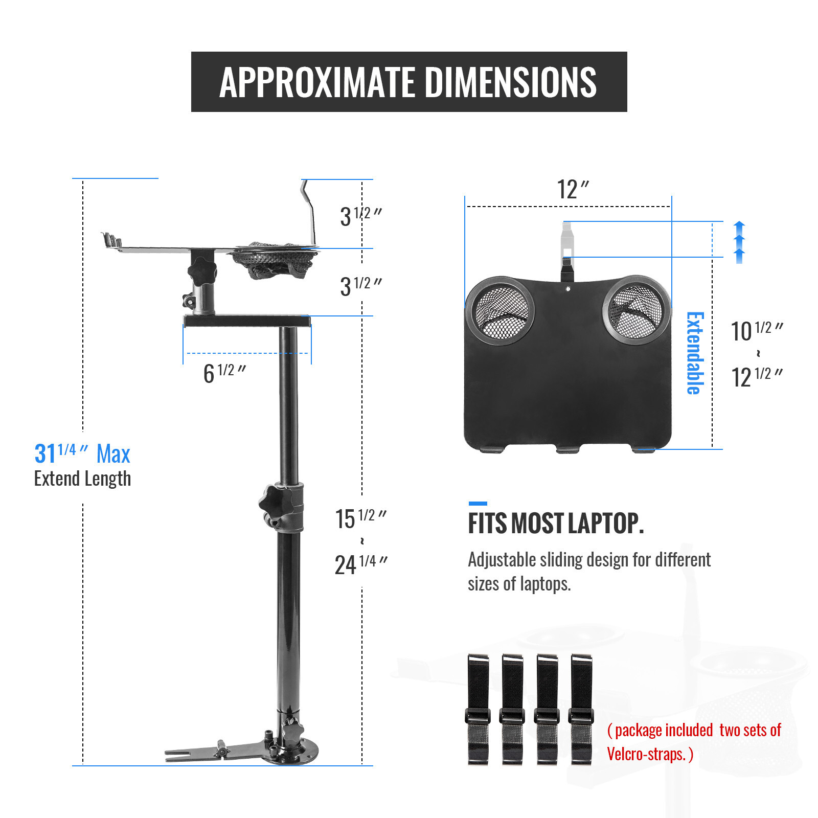 K005-B1 Car Laptop Mount Truck Vehicle Notebook Stand Holder with Non-Drilling