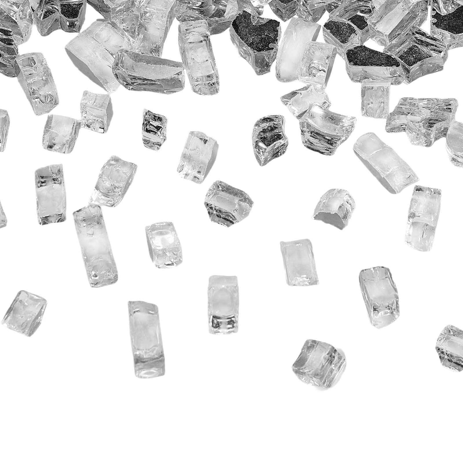 VEVOR 10 LBS Fire Glass 1/2-Inch Fireplace Glass Rocks for Fire Pit Table Clear