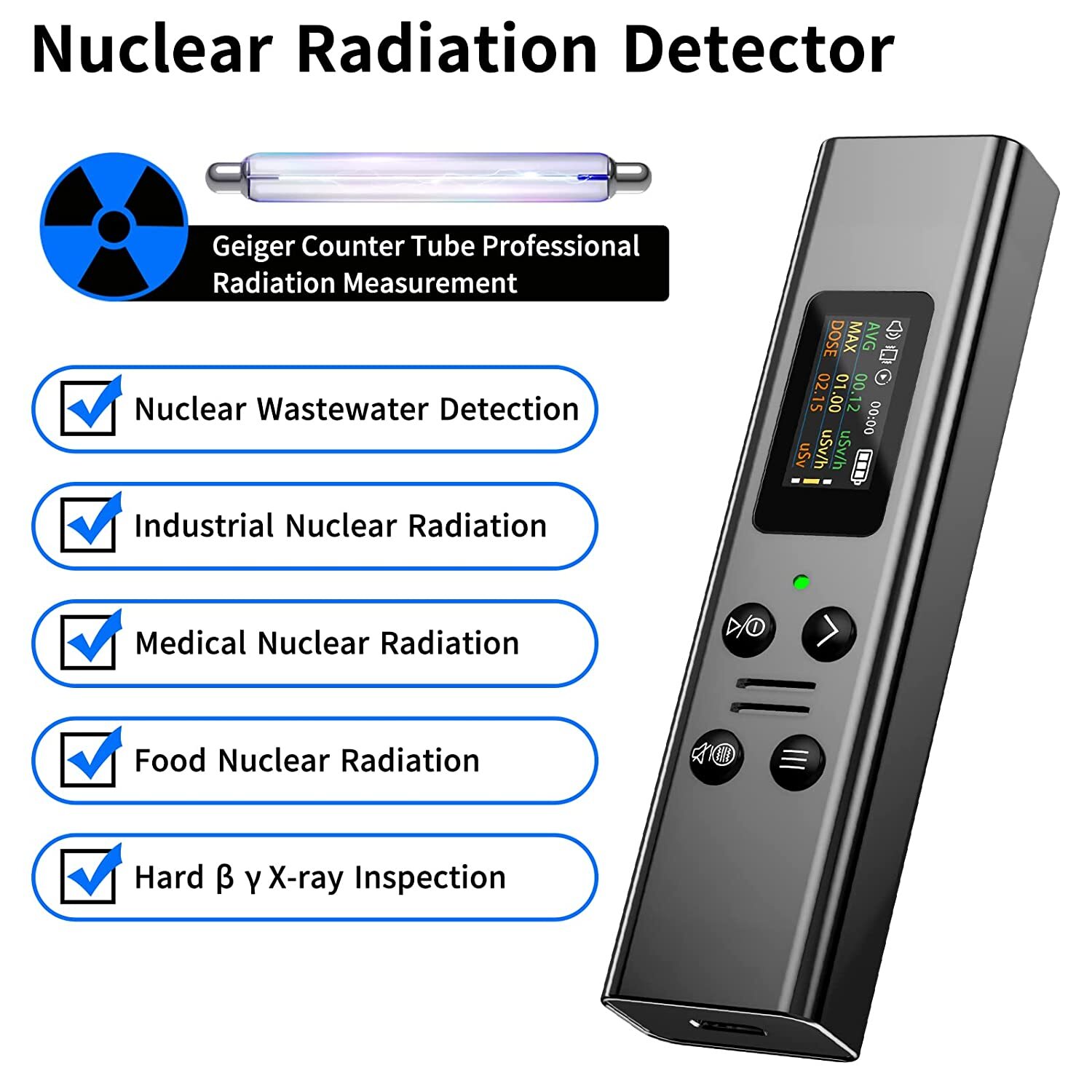 Geiger Counter Nuclear Radiation Detector Beta Gamma β γ X-ray Dosimeter Monitor