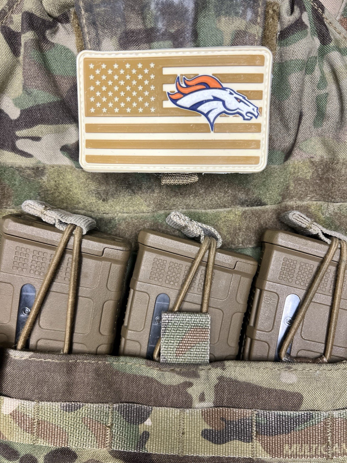 Denver Broncos American Flag PVC Patch with Velcro, New