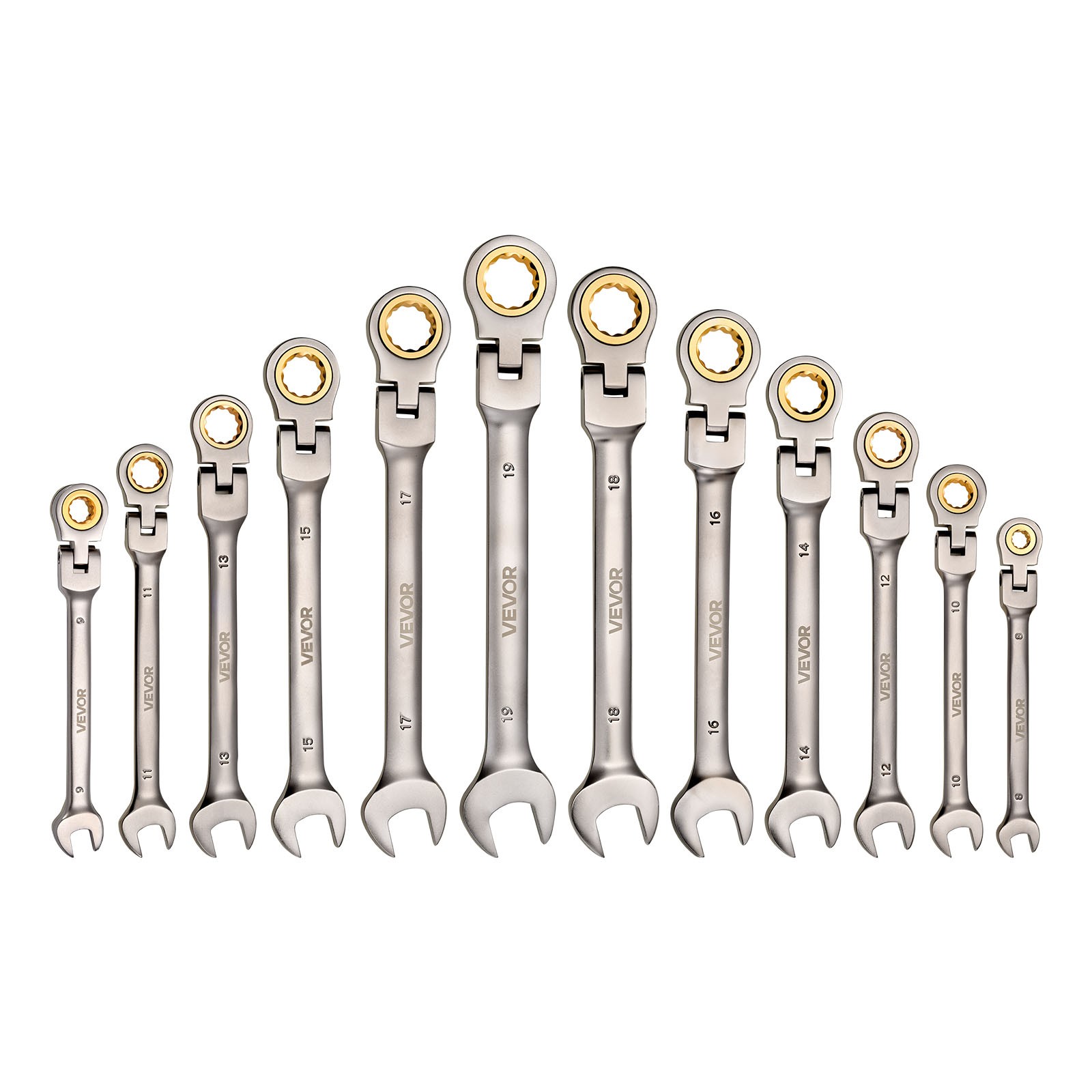 VEVOR Flex-Head Ratcheting Wrench Set Combination Wrench Set 12-Piece Metric
