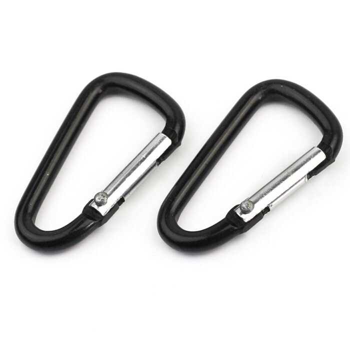 100x Mini Black Carabiners Spring Clip Hook Keychain Key D Ring Hiking Small