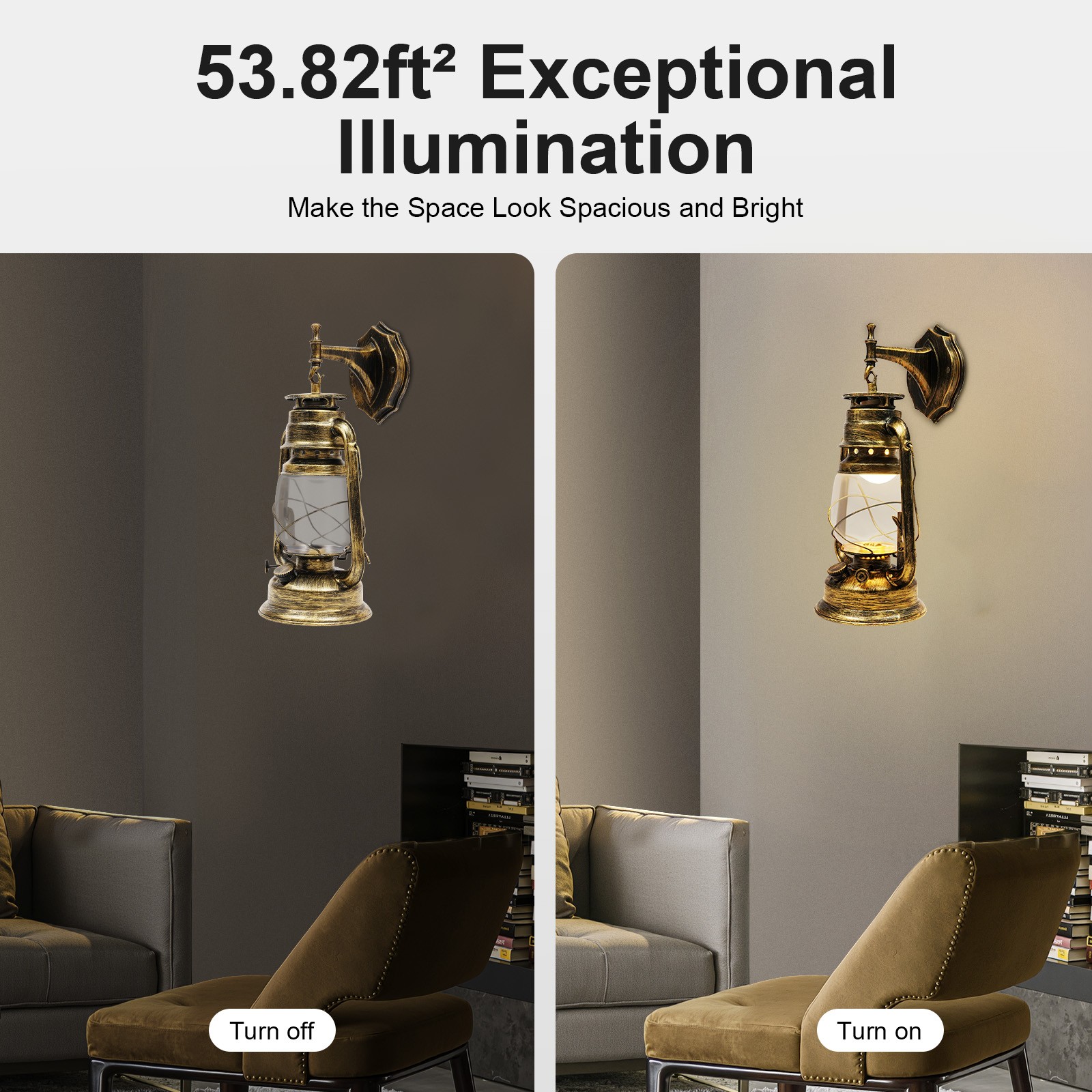 Rustic Wall Sconce Lighting Lantern Mounted Light with Glass Lampshade Hallway