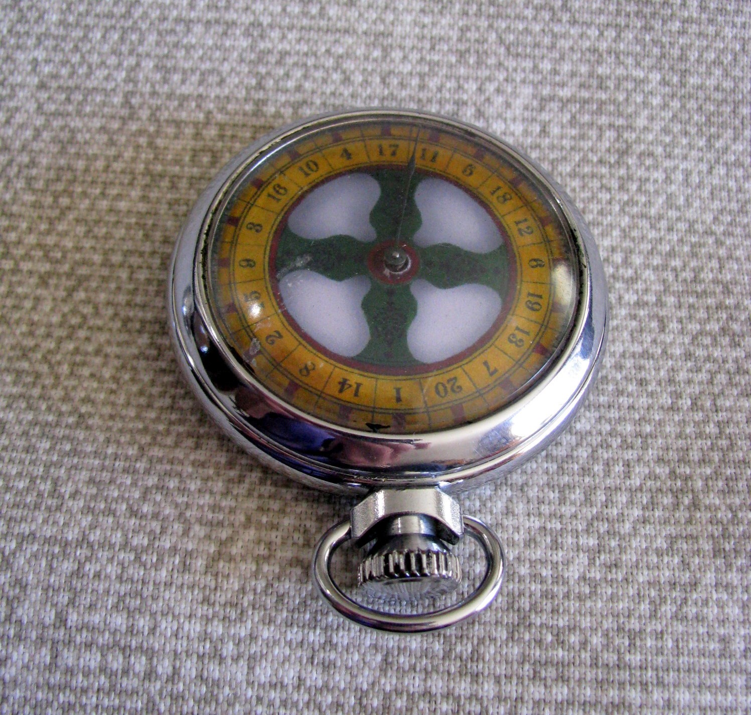 SCARCE PATTERN POCKET WATCH STYLE VINTAGE MECHANICAL DEVICE GAMBLING WHEEL