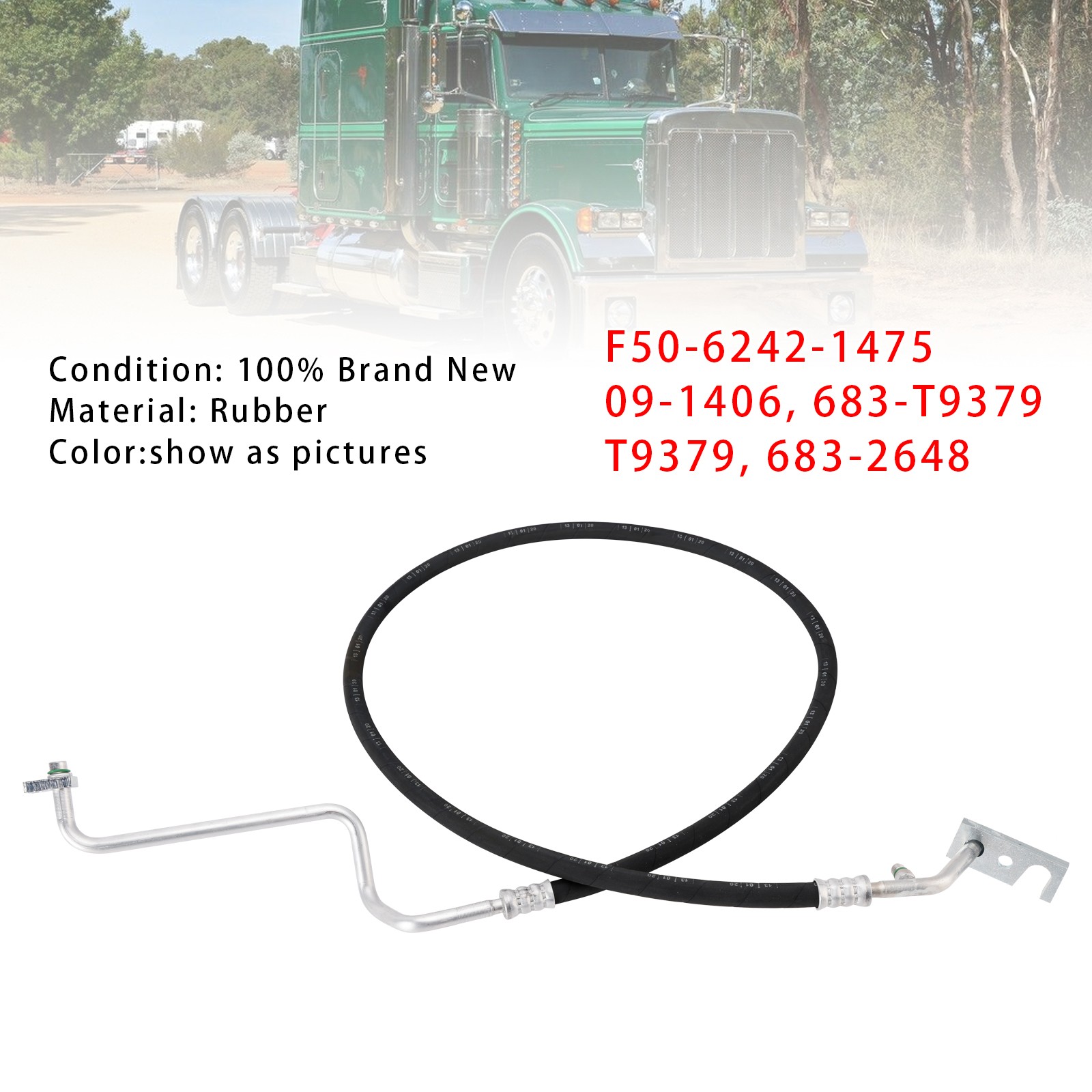 F50-6242-1475 HP Discharge AC Line Hose Assembly For Peterbilt Kenworth Trucks