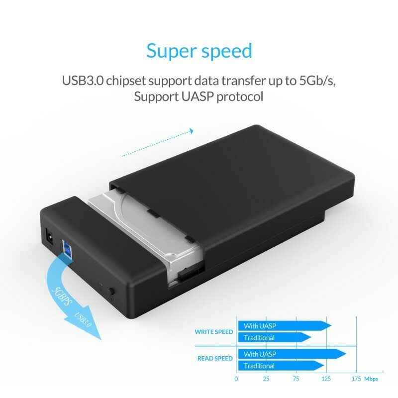ORICO 2.5\"/3.5\" External Hard Drive Enclosure USB3.0 SATA HDD/SSD Case 18TB