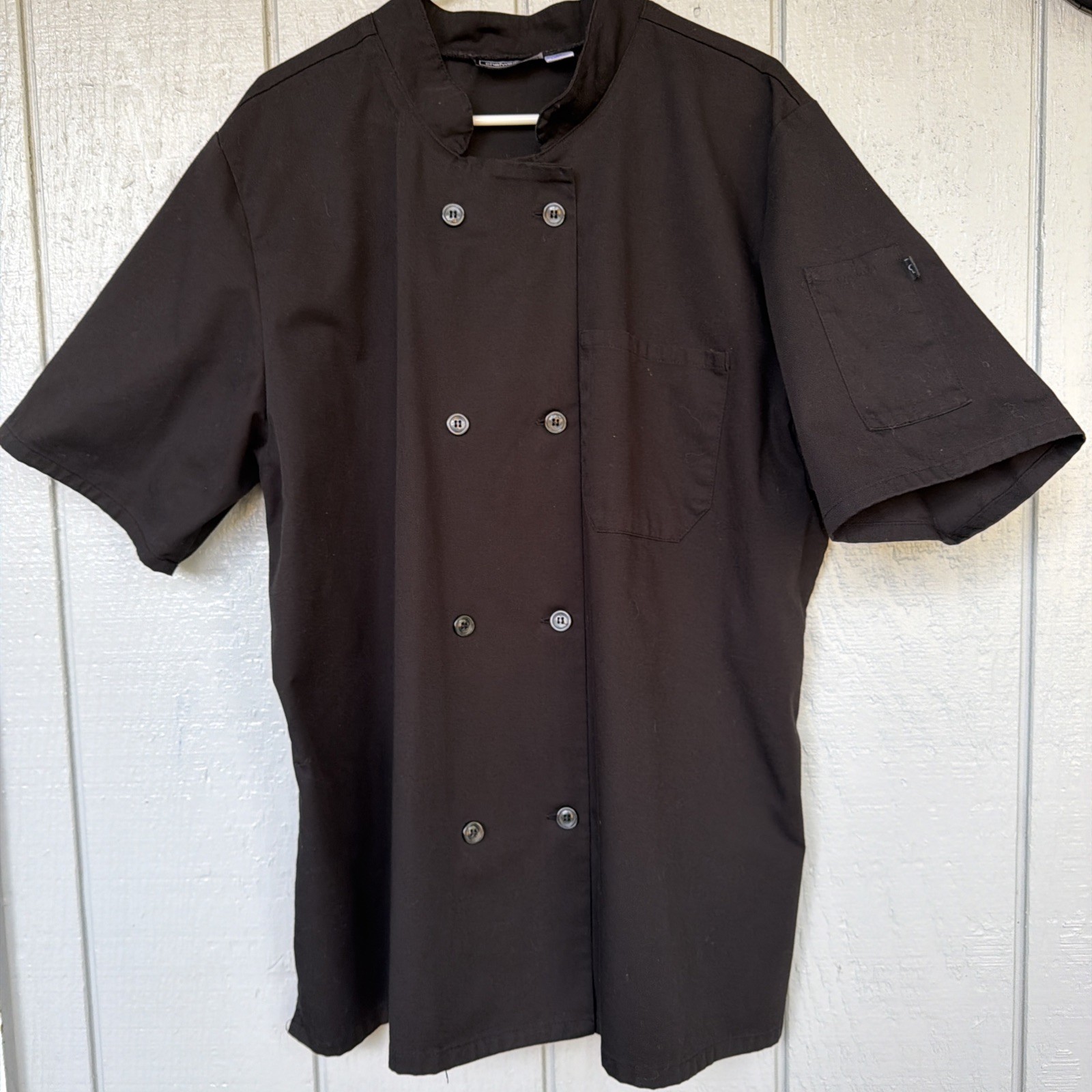 Men's Chef Coat Chefwear Jacket 3X Short Sleeve Black Button Pockets
