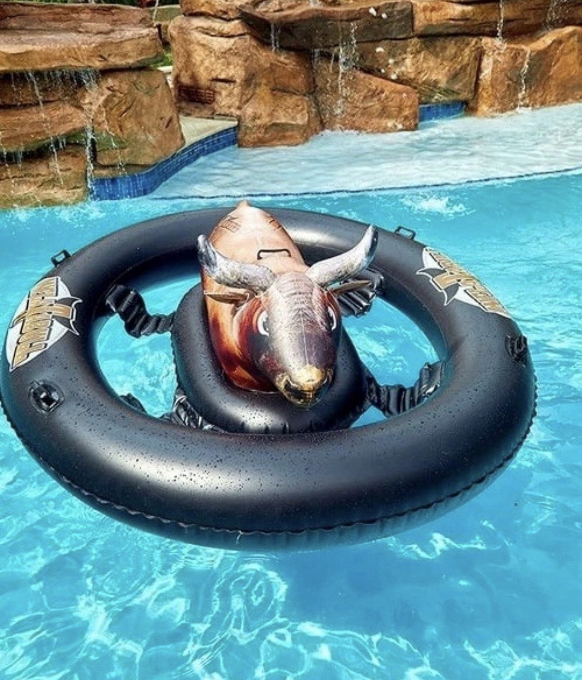 Inflatabull Inflatable Ride On Rodeo Bull Pool Toy Float Ages 9+ New