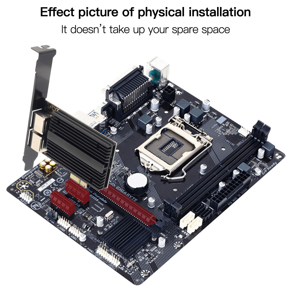 Dual Port 2.5G Gigabit LAN Gaming Card Network Card Intel I225 PCI-E x1 RJ45 NIC