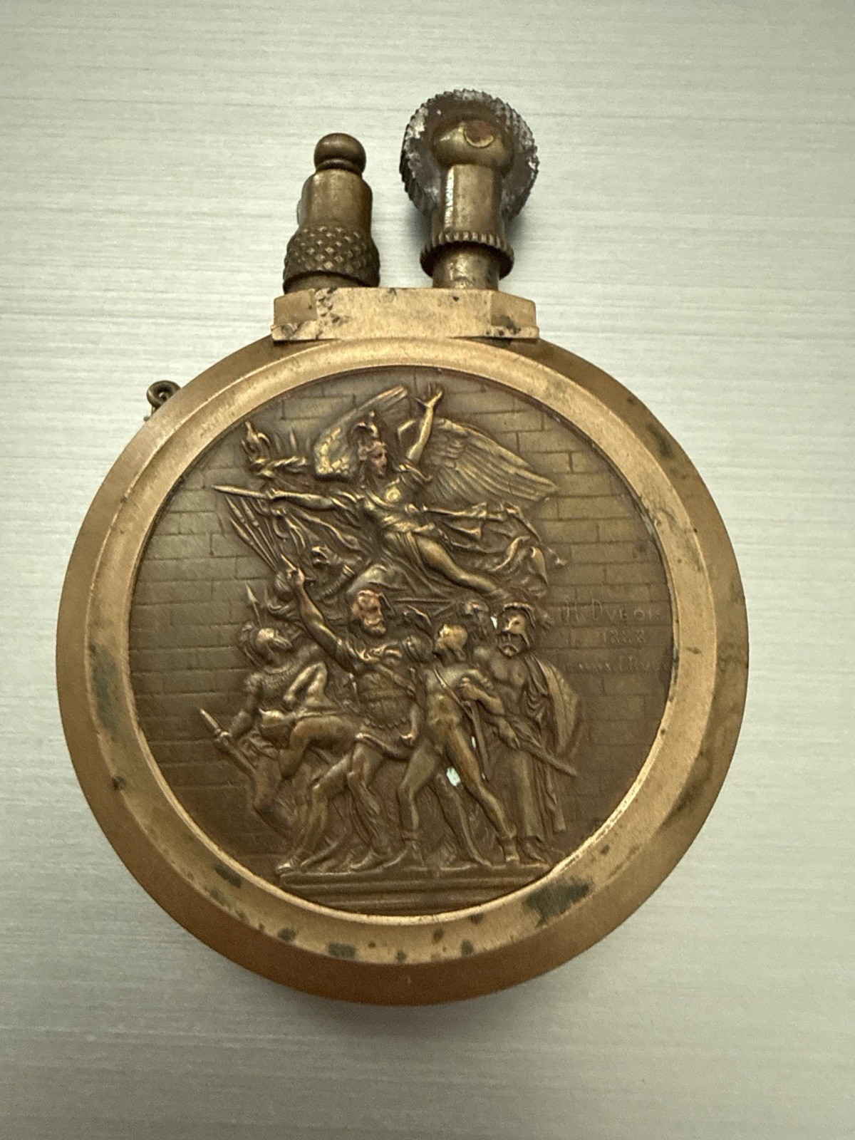 Signed Edge C. Puller French WWI Commemorative Art-bronze Trench Lighter. Rare