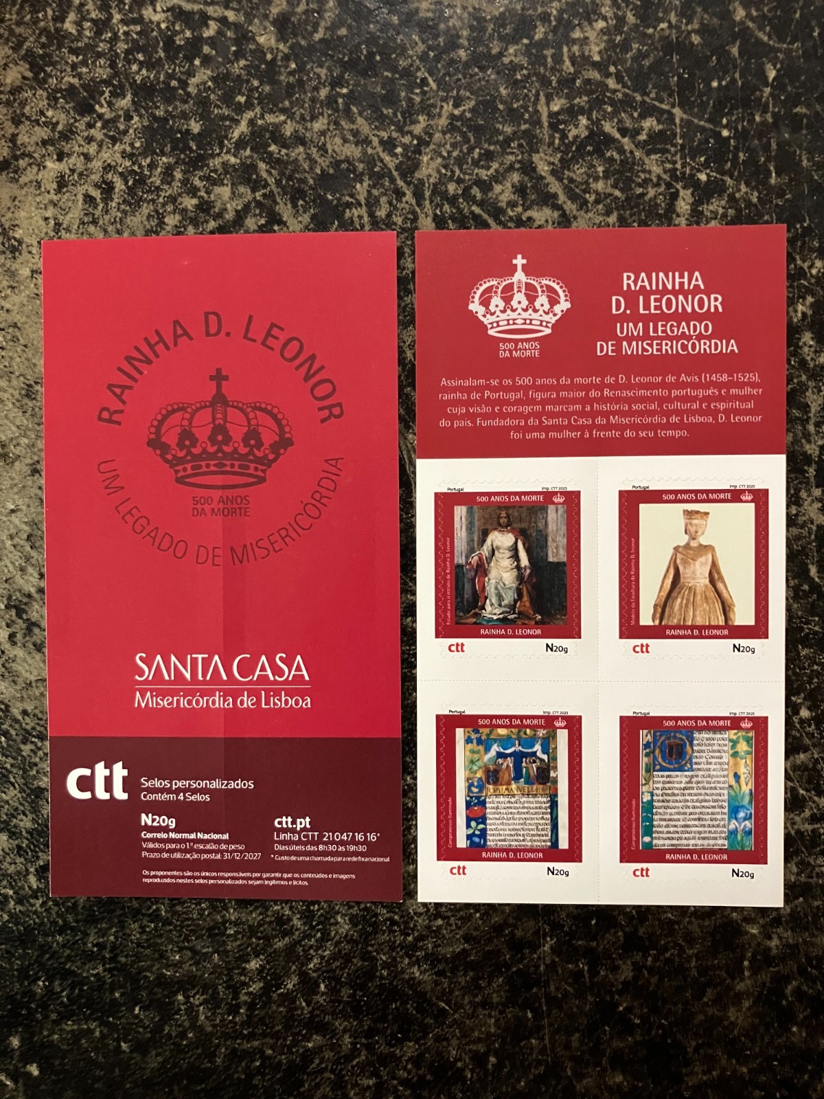 Portugal 2025 - 500 Years Queen Leonor Death, booklet stamps set MNH