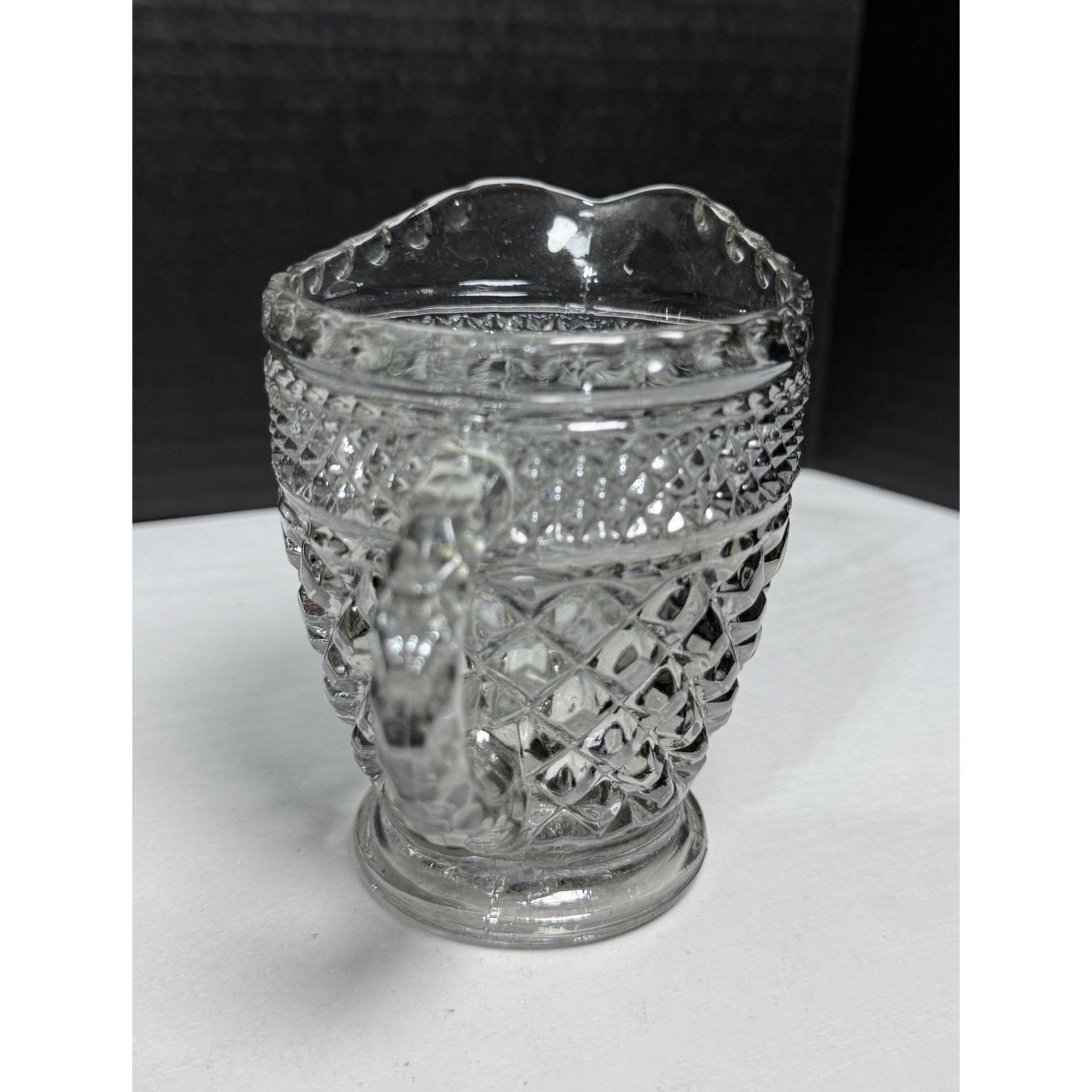 Vintage MCM Anchor Hocking Wexford Gray Creamer Pressed Glass 1960's