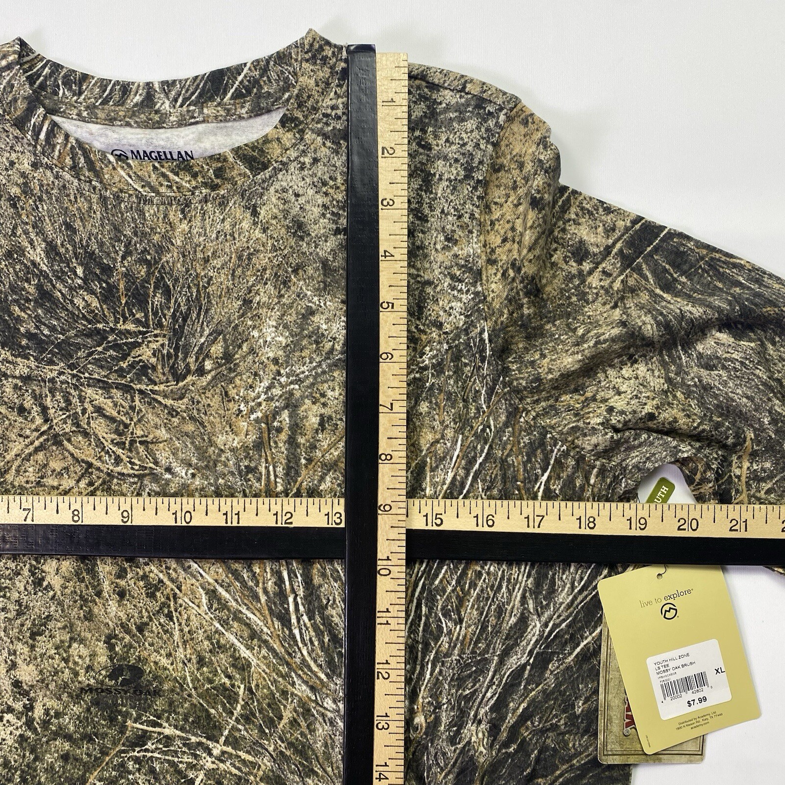 Magellan Mossy Oak Youth XL Long Sleeve Brush Camo Hunting Shirt Cotton Casual
