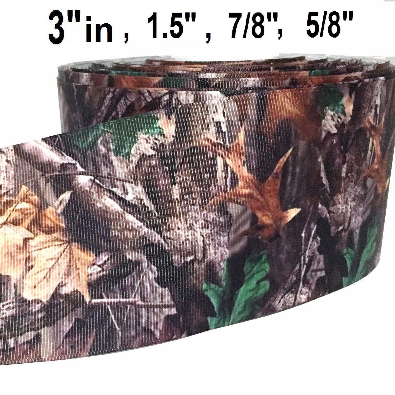 GROSGRAIN RIBBON 5/8", 7/8",1.5", & 3" TREE CAMOUFLAGE CAMO CM4 Printed
