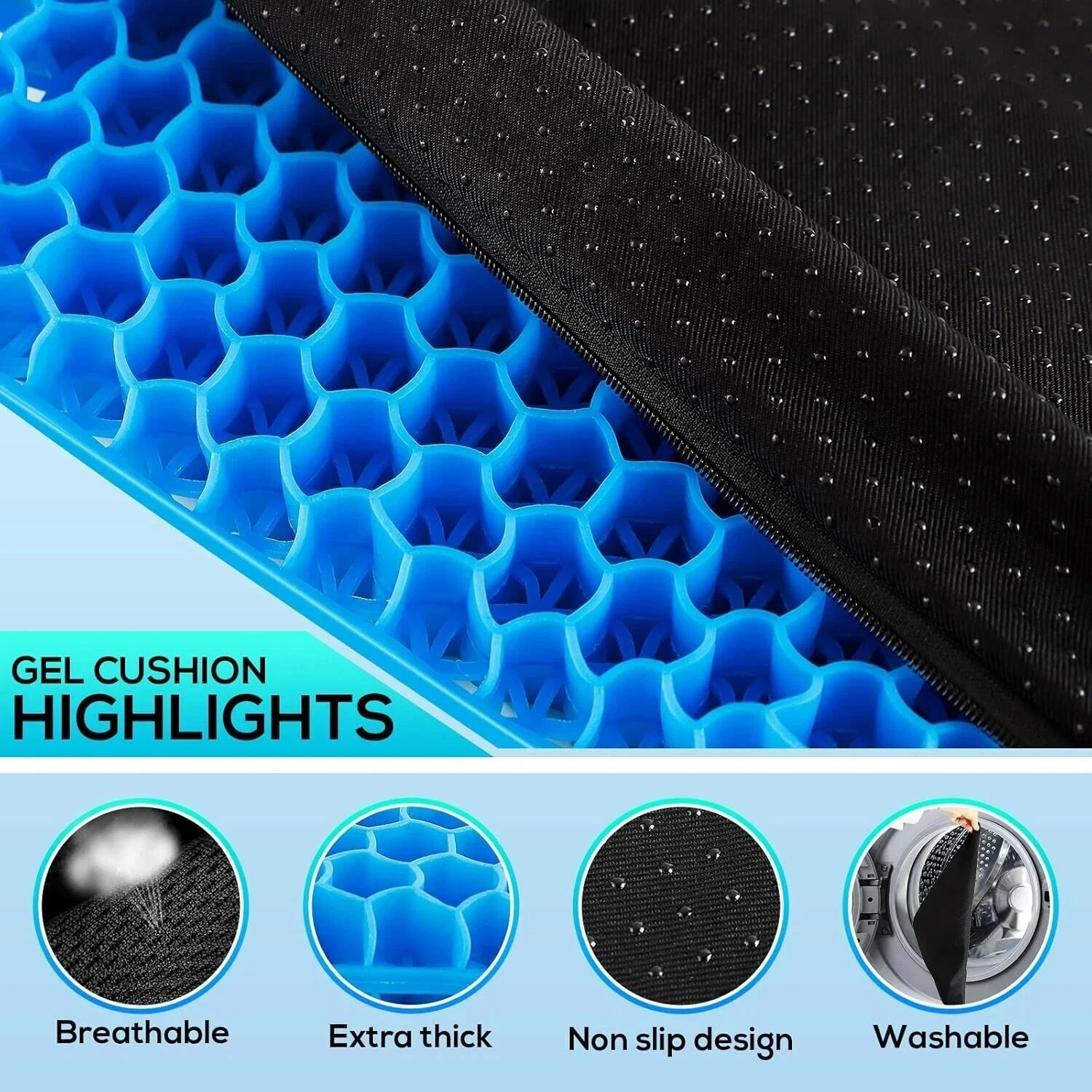 Double Thick Gel Seat Cushion – Egg Shape, Non-Slip Breathable, Comfort