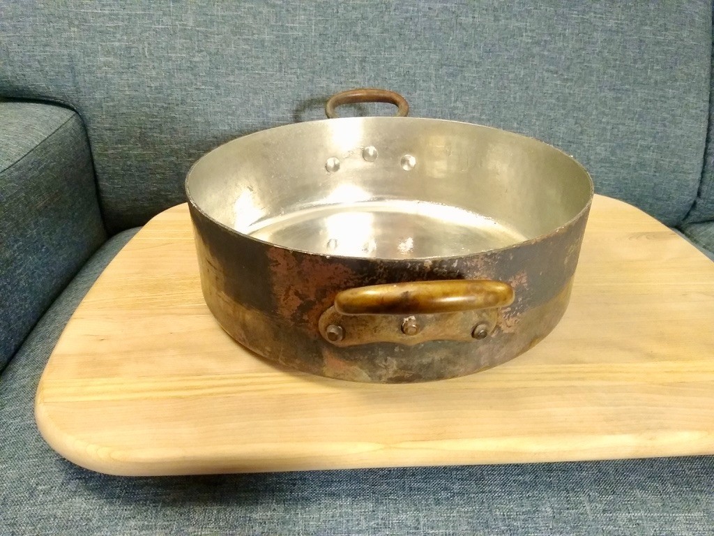 Incredible Large Hammered French Copper Rondeau Pot & Lid (Mauviel?) 2.5mm 28cm