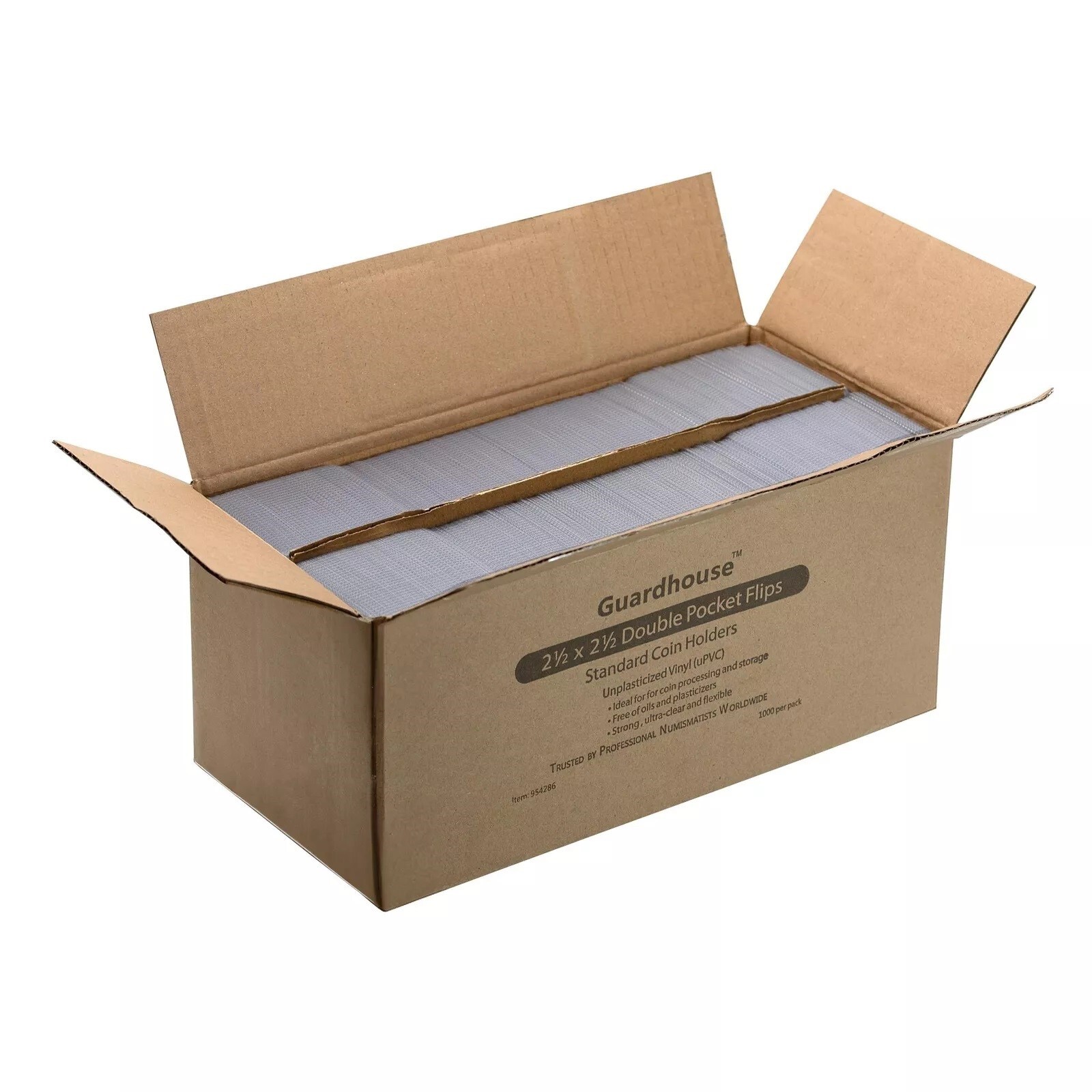 2.5X2.5 Coin Safe Flips Archival Vinyl Box of 1000 UN Unplasticized Holders New