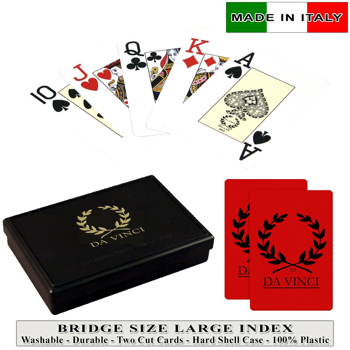 DA VINCI Ruote 100% Plastic Playing Cards - Bridge Size Jumbo Index