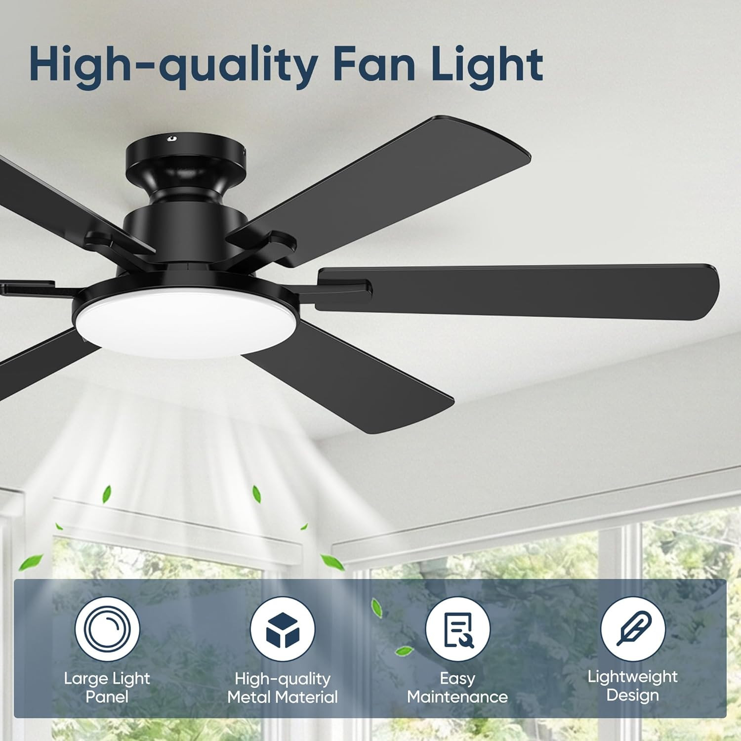 52 Inch Ceiling Fans with Lights, Upgraded 6 Blades Ceiling Fan with Light Remot
