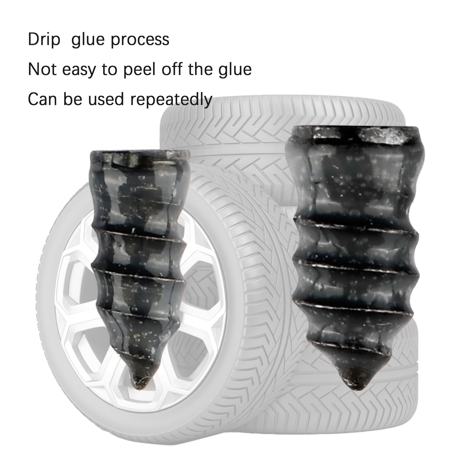 Share 60 Pcs Tire Repair Rubber Nail Screw Tire Plugs Quick Puncture for Car