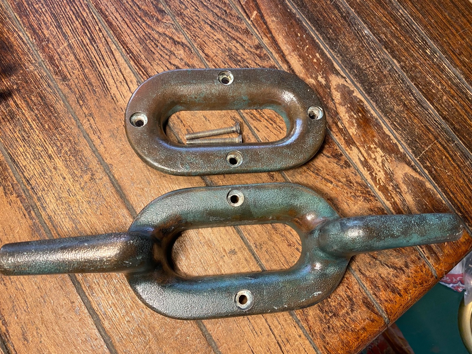 VINTAGE CAST BRONZE COMBINATION CLEAT/HAWSE HOLE 12" LONG (2 avail)