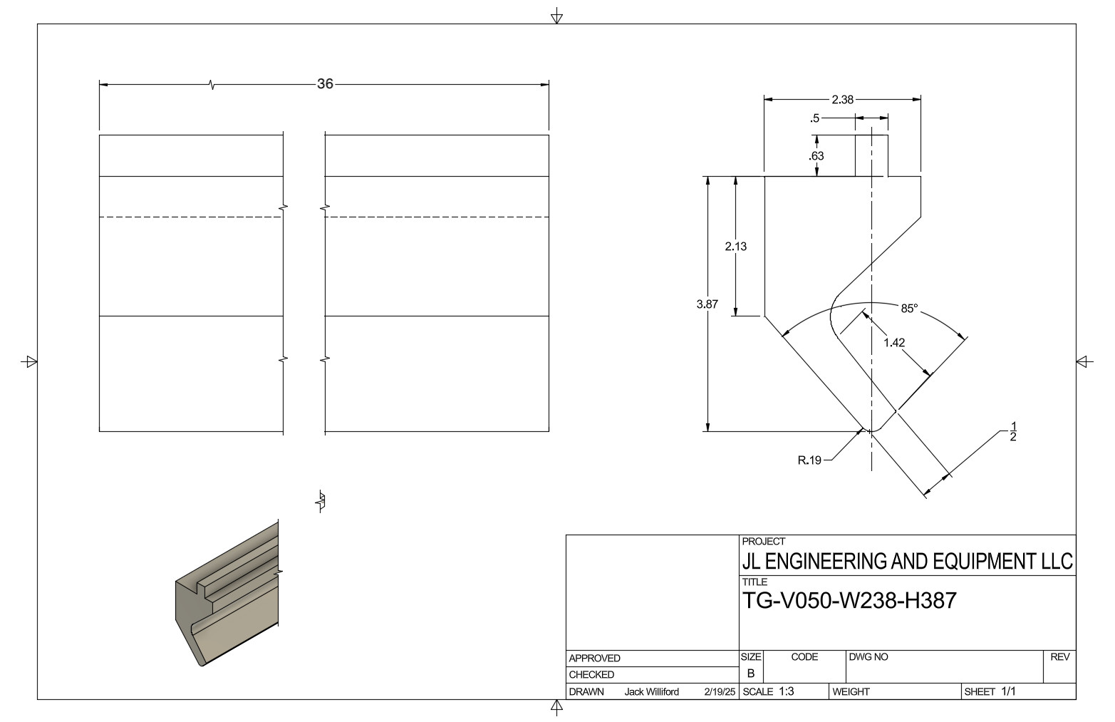 Press Brake Gooseneck Punch Die 36" Long 1/2" Wide Finger