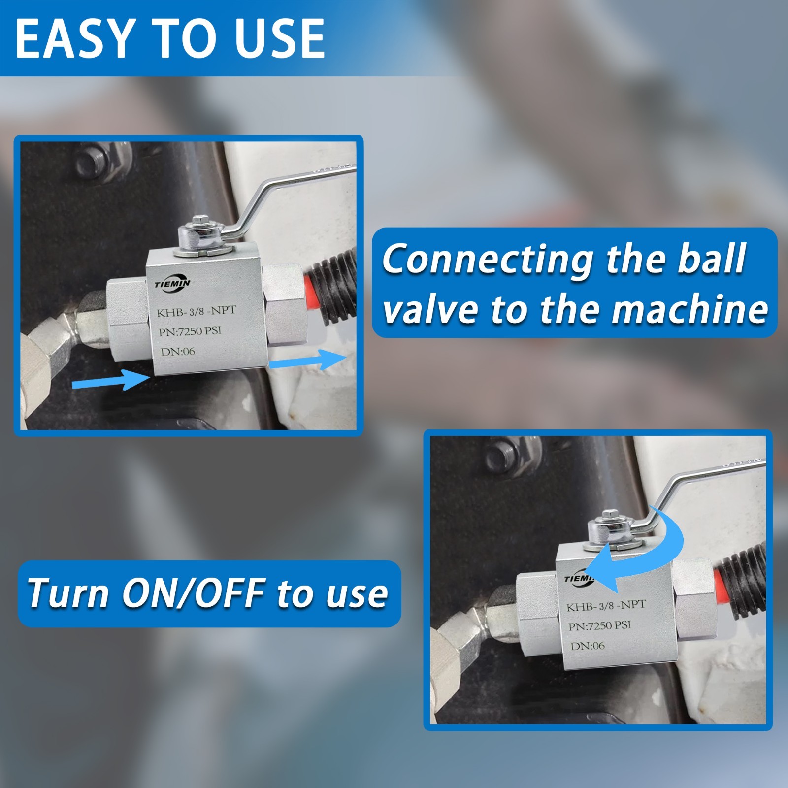 3/8Inch NPT 7250PSI 2way High Pressure Hydraulic Ball Valve