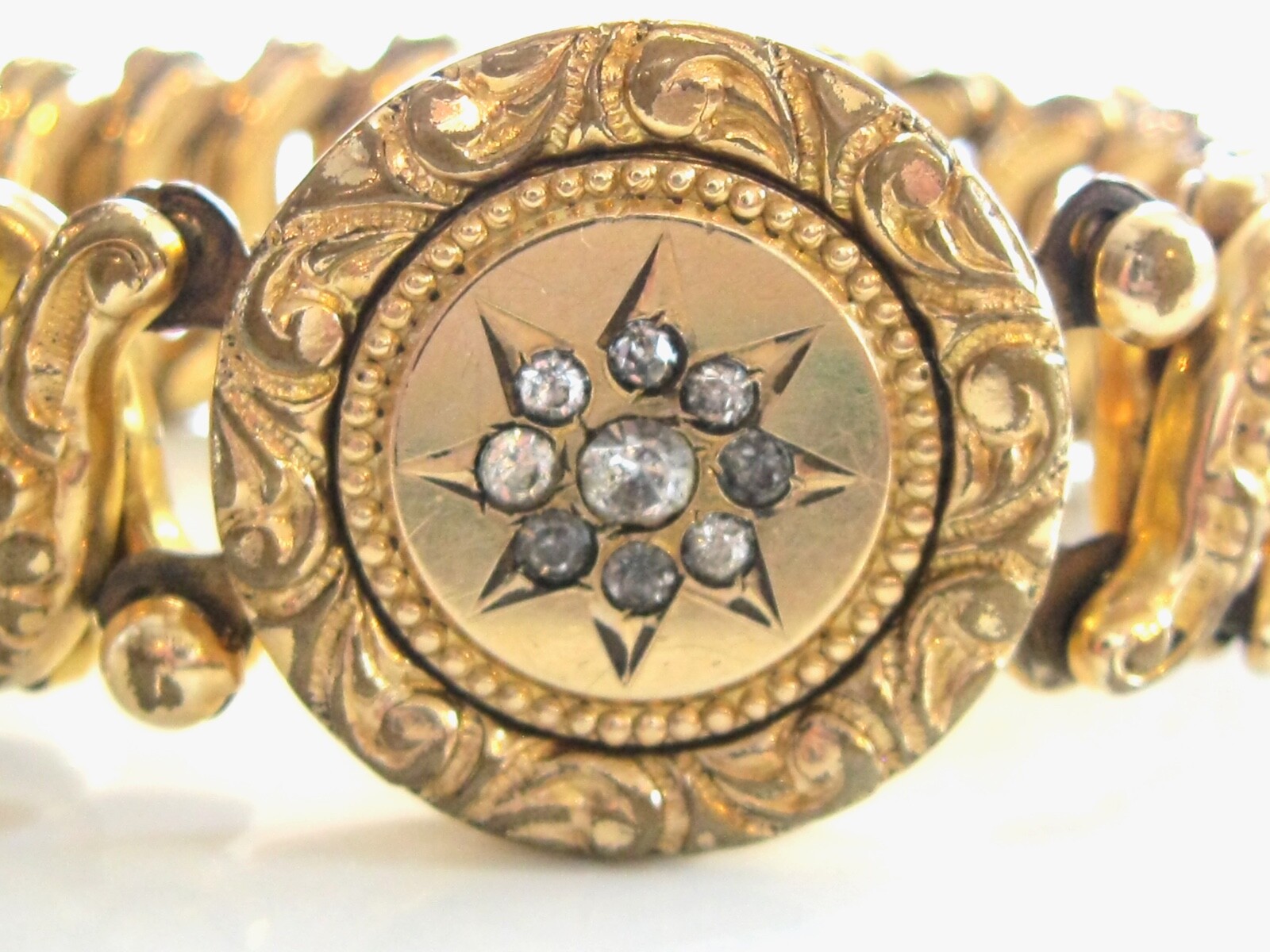VINTAGE 1940'S WWII ERA SWEETHEART EXPANSION STRETCH BRACELET w RHINESTONES ACME