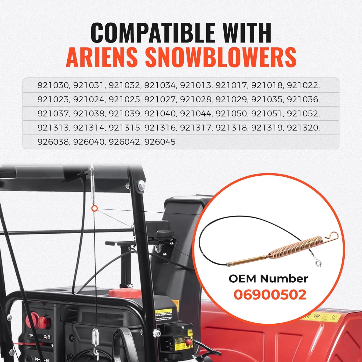 Auger & Upper Traction Cable 06900502 Fits Ariens Snowblowers 921013 921017 9210