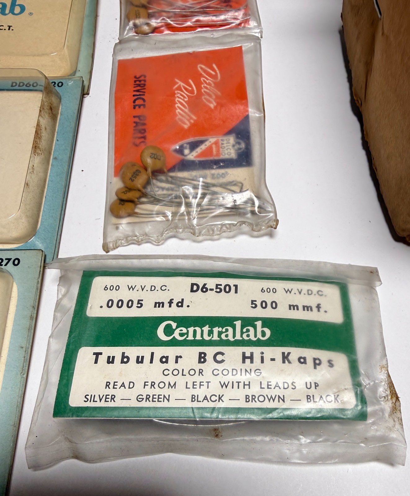 290 Packages NOS Centralab Ceramic Disc & Ceramic Tubular ‘Dogbone’ Capacitors