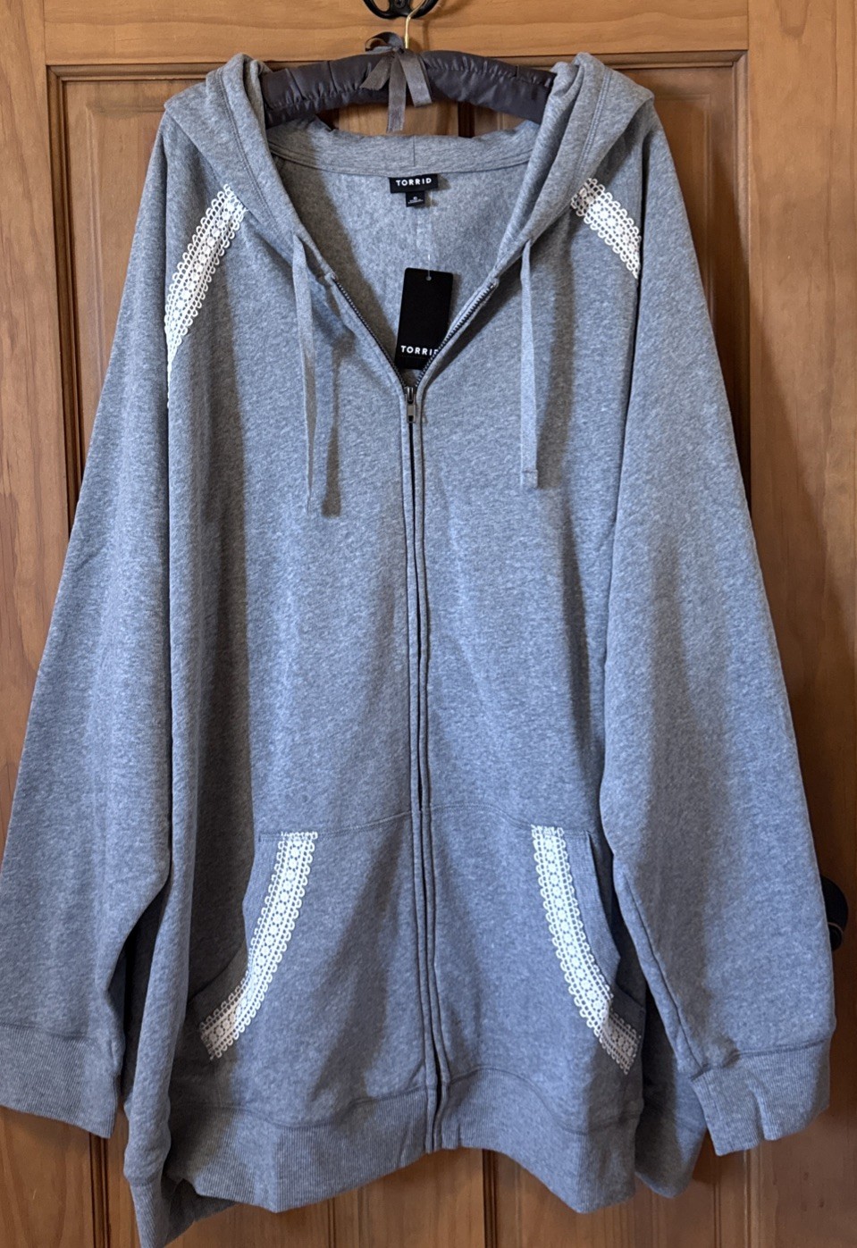 TORRID SWEATSHIRT ZIP HOODIE FLEECE SWEATER TOP CROCHET TRIM 6 6X 6XL 30 NEW