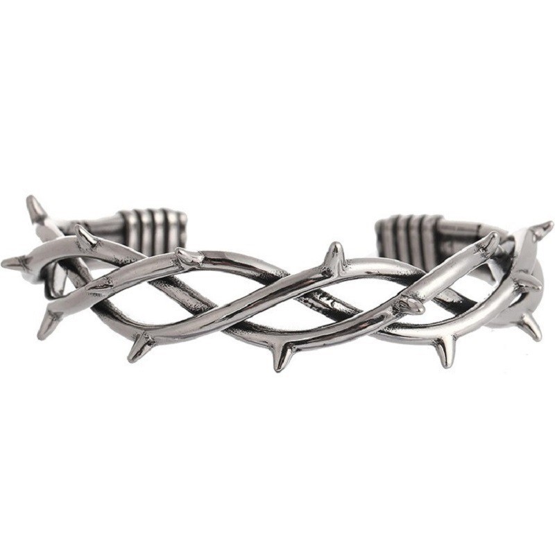 Retro Gothic punk biker style cool adjustable bracelet, men's silver jewelry.